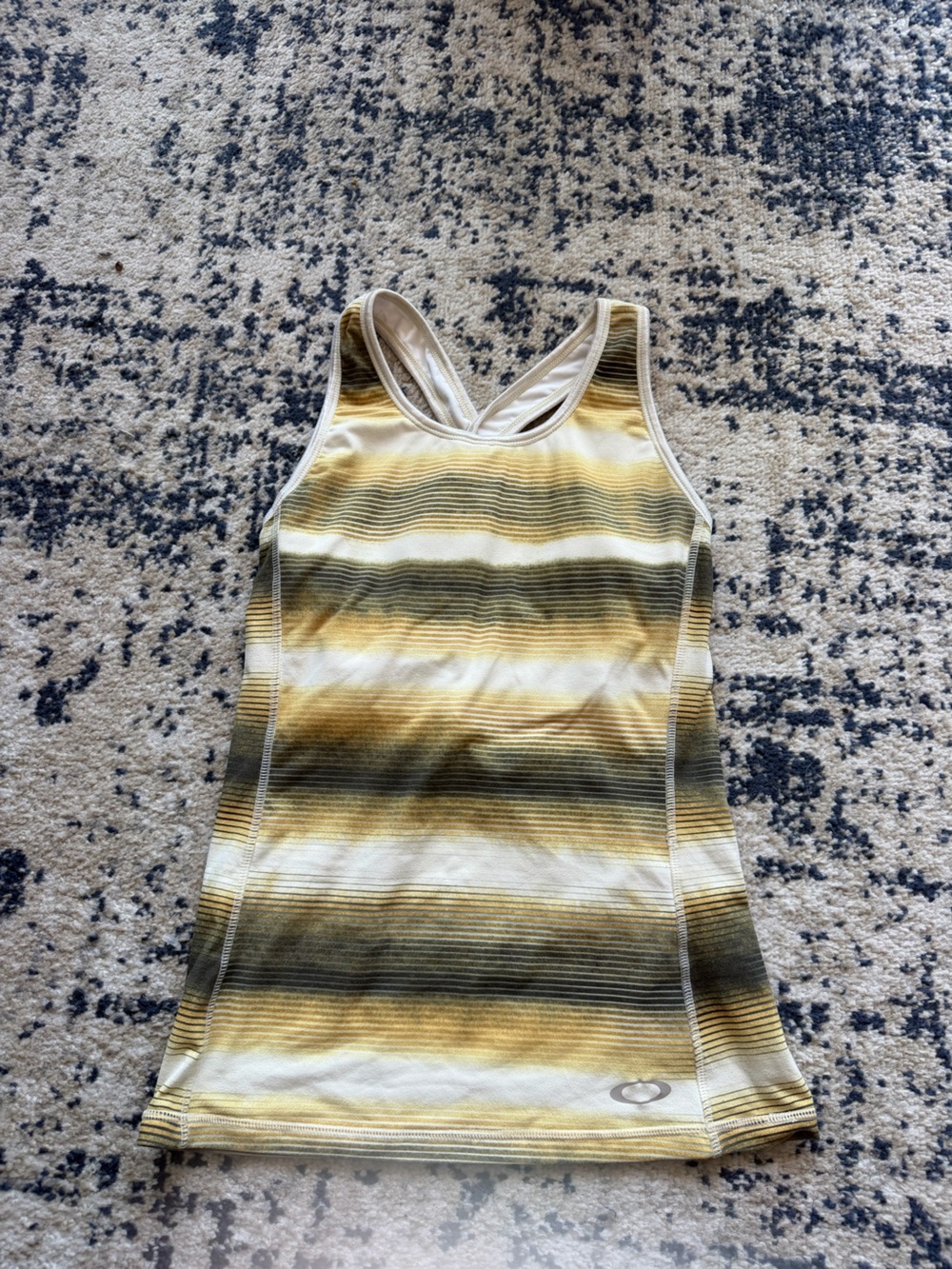 Oakley Striped Olive Green & Cream Racerback Tank